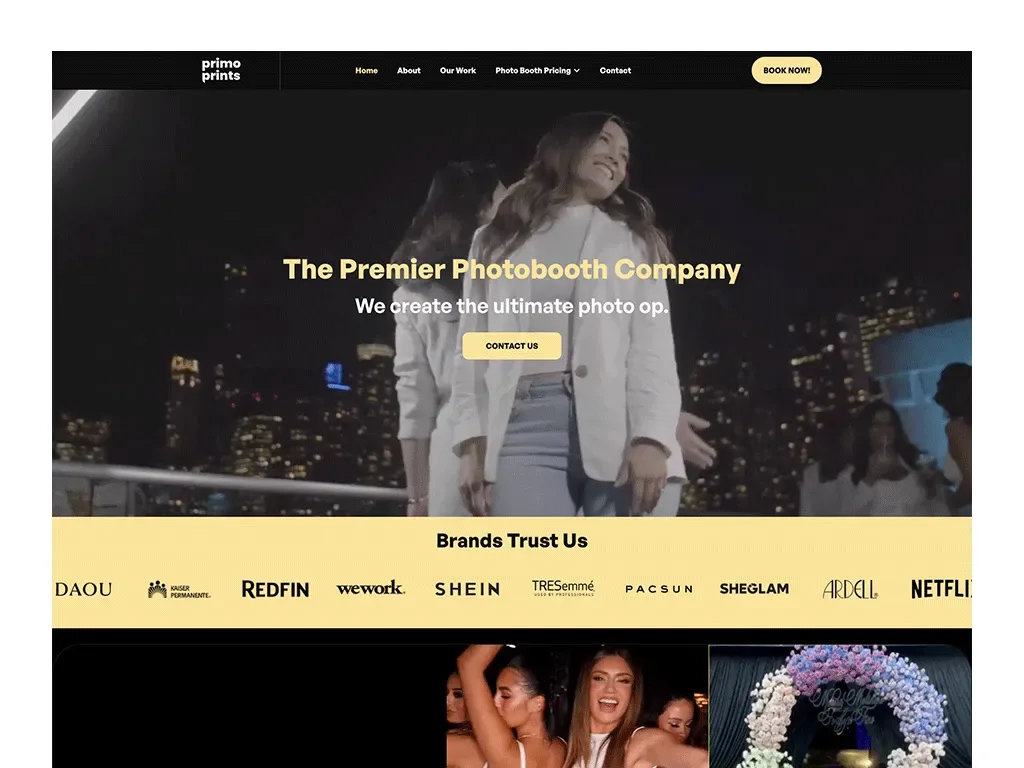 A Photobooth Web Design in Los Angeles